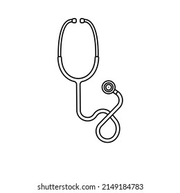 Stethoscope Outline Icon Illustration On Isolated White Background Suitable For Doctor, Clinic, Medical Tools Icon