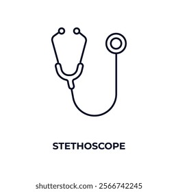 stethoscope outline icon. Linear vector from health and medical concept. Thin line stethoscope icon isolated on white background
