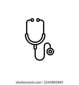 Stethoscope outline icon on white background. Symbol medicine. Vector illustration flat style.