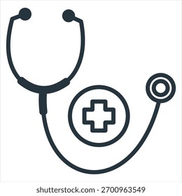 Stethoscope Outline Icon Vector Illustration