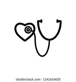 Stethoscope outline icons. Vector illustration.