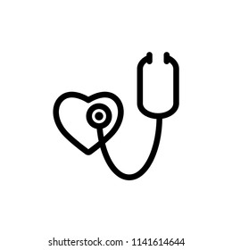 Stethoscope outline icons. Vector illustration.