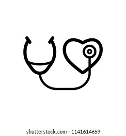 Stethoscope outline icons. Vector illustration.