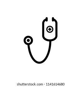 Stethoscope outline icons. Vector illustration.