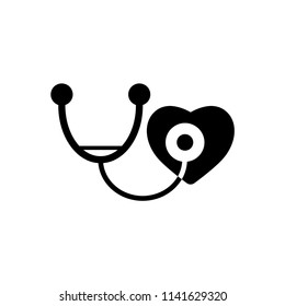 Stethoscope outline icons. Vector illustration.