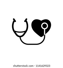 Stethoscope outline icons. Vector illustration.
