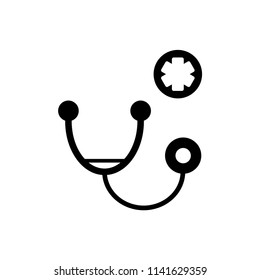 Stethoscope outline icons. Vector illustration.