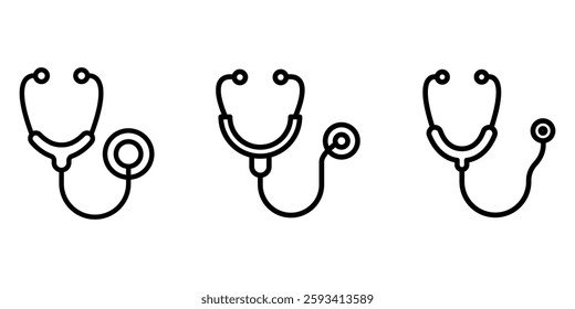 stethoscope outline or line icon design bundle.