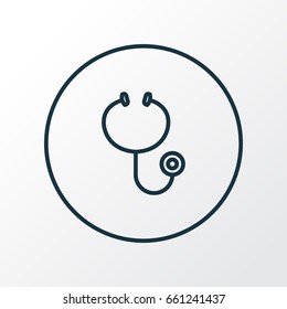 Stethoscope Outline Symbol. Premium Quality Isolated Hear  Element In Trendy Style.