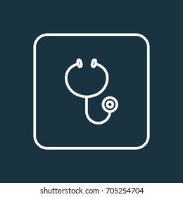 Stethoscope Outline Symbol. Premium Quality Isolated Hear  Element In Trendy Style.