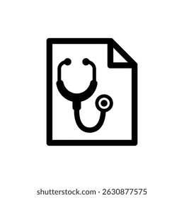 Stethoscope Over File Symbol for Medical Records and Care