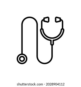 Stethoscope for patient physical examination thin line icon. Modern vector illustration.