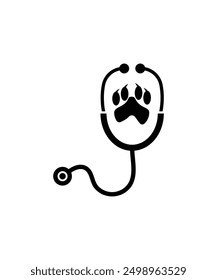 stethoscope with paw icon, vector best flat icon.