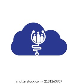 Stethoscope People cloud shape concept logo design icon vector. Family Medical Logo Template Design Vector.