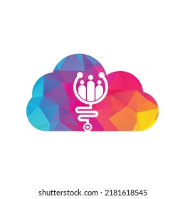Stethoscope People cloud shape concept logo design icon vector. Family Medical Logo Template Design Vector.