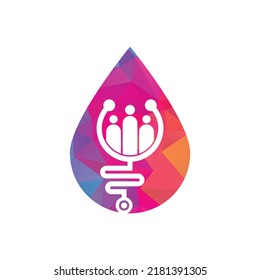 Stethoscope People drop shape concept logo design icon vector. Family Medical Logo Template Design Vector.