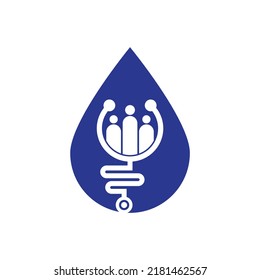 Stethoscope Las personas sueltan el vector de diseño del logotipo de la forma. Vector de diseño de plantillas de logotipo médico familiar.
