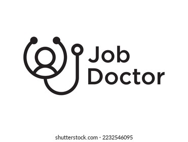 stethoscope and people logo design. creative health, doctor icon vector.