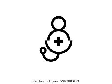 diseño de estetoscopio y logotipo de la gente. salud creativa, vector de icono médico.