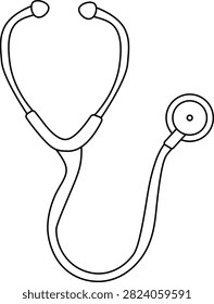 stethoscope Pharmacy icon isolated hand drawn illustration. Vector graphic line art. Banner, poster, wrapping paper, sticker, print, modern textile design. cards and education themes.
