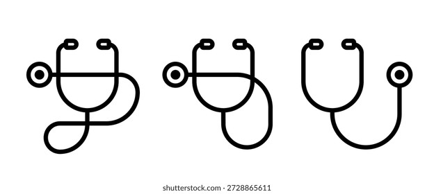 Conjunto de iconos de estetoscopio o fonendoscopio. Icono de Vector aislado sobre fondo blanco.