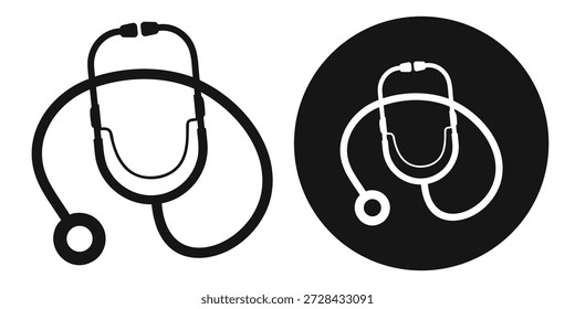 Estetoscopio o icono de fonendoscopio. Icono de Vector aislado sobre fondo blanco.