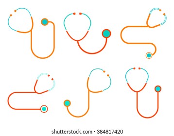Stethoscope or phonendoscope icons. Vector set of simple icons. EPS 8.