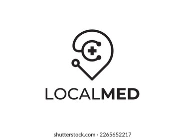 stethoscope and pin logo design. creative education, health, doctor icon vector.