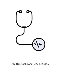 Stethoscope and Pulse Icon. Cardiogram Detect Illustration. Applied as Trendy Symbol for Design Elements, Websites, Presentation and Application - Vector. 