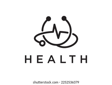 estetoscopio con logotipo de pulso. ilustración vectorial de la atención de la salud y el diseño médico