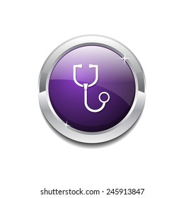Stethoscope Purple Vector Icon Button