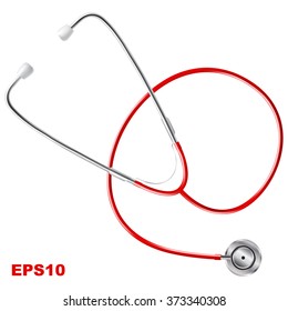 STETHOSCOPE. Realistic. Isolated on white background. Vector image.