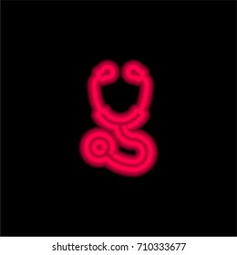Stethoscope red glowing neon ui ux icon. Glowing sign logo vector