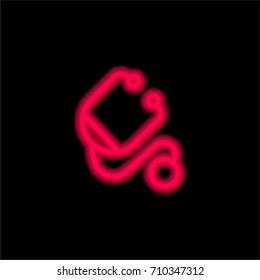 Stethoscope red glowing neon ui ux icon. Glowing sign logo vector