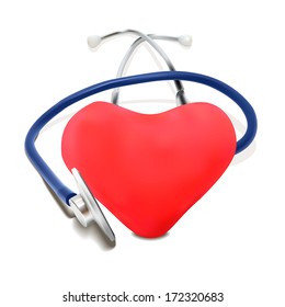 Stethoscope and Red Heart. Vector illustration 
