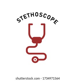 Stethoscope RED line icon simple vector illustration for medical diagnose. vector logo template