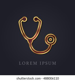 Stethoscope Red Ruby with Golden Frame Precious Jewellery Icon / Logo Design