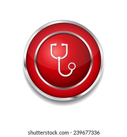 Stethoscope Red Vector Icon Button