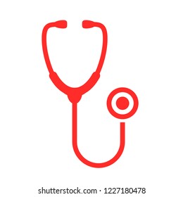 Stethoscope red vector icon illustration isolated on white background