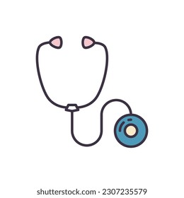 Stethoscope related vector line icon. Isolated on white background. Vector illustration. Editable stroke
