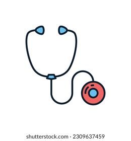 Stethoscope related vector line icon. Isolated on white background. Vector illustration. Editable stroke