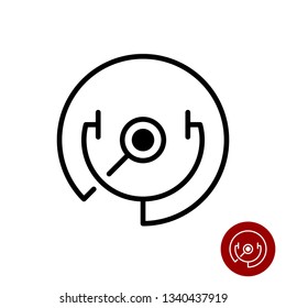 Stethoscope round line style icon. Medical stethoscope simple logo. Adjustable stroke.