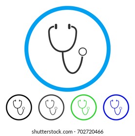 Stethoscope rounded icon. Vector illustration style is a flat iconic symbol inside a circle, black, grey, blue, green versions. Designed for web and software interfaces.