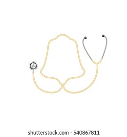 Stethoscope in shape of bell in light brown design