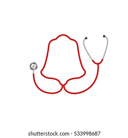Stethoscope in shape of bell in red design
