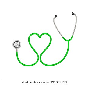 Stethoscope in shape of heart in green design 