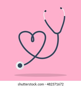 Stethoscope In Shape Of Heart. Illustration