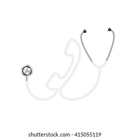 Stethoscope in shape of telephone in white design