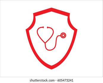 stethoscope, shield, badge, vector illustration eps10