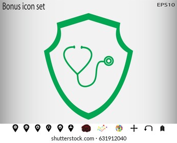 stethoscope, shield, badge, vector illustration eps10